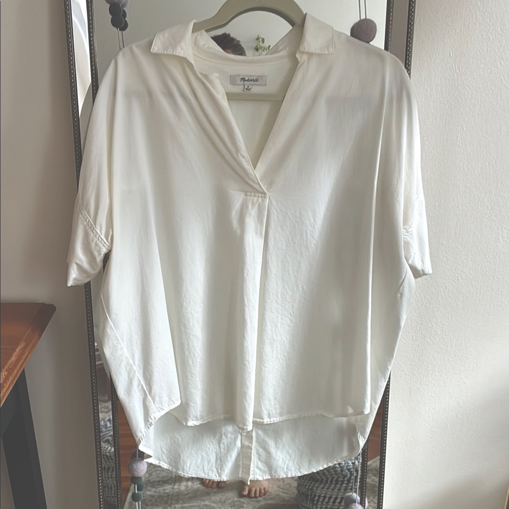 Madewell Cream Short Sleeve Button Down Shirt
